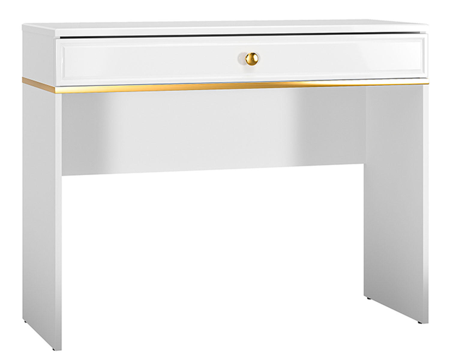 SCHMINKTISCH Goldin weiß matt / gold 100 / 40 / 79cm - Weiß, Holz/Holzwerkstoff (40/100/100cm) - Feldmann-Wohnen