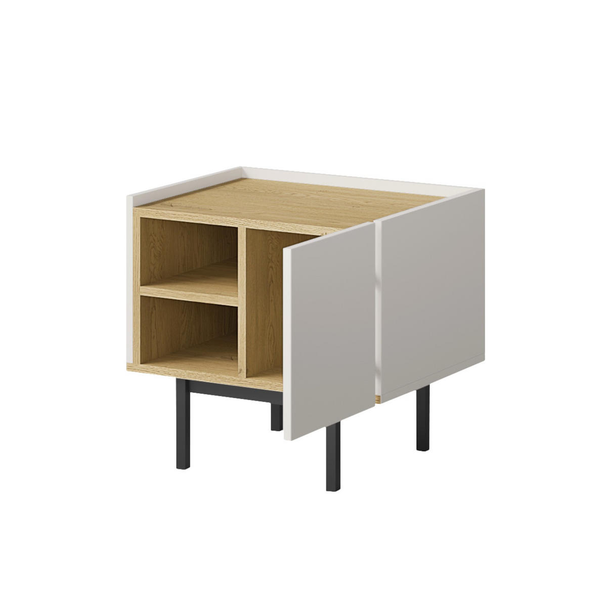 RECHTS Nachttisch auf Beinen Noel 50 Kaschmir/Cremona-Eiche - Kaschmir/Eichefarben, Holzwerkstoff/Metall (53/50/42cm) - mzm24