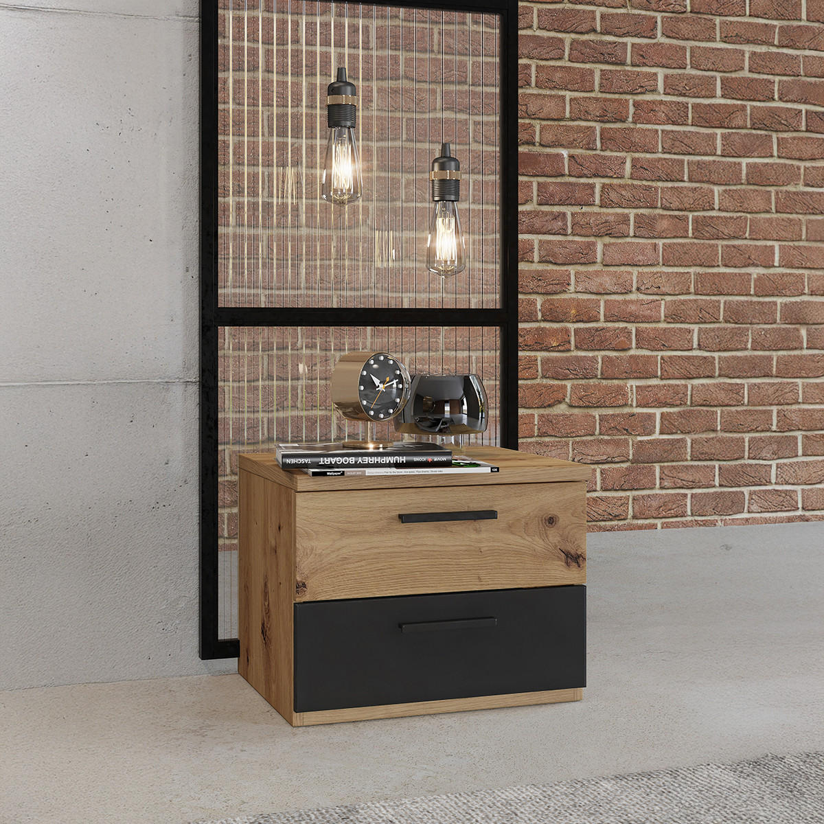 NOČNÍ STOLEK Alec Dřevo a černá - černá, kompozitní dřevo (46.3/36.5/40cm) - Petits-meubles