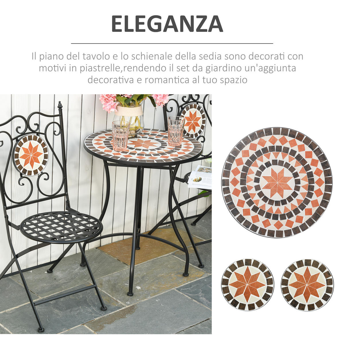 GARTEN-BEISTELLTISCHSET Mehrfarbig 3 Stück - Beige, Metall (60/60/71cm) - GiPP