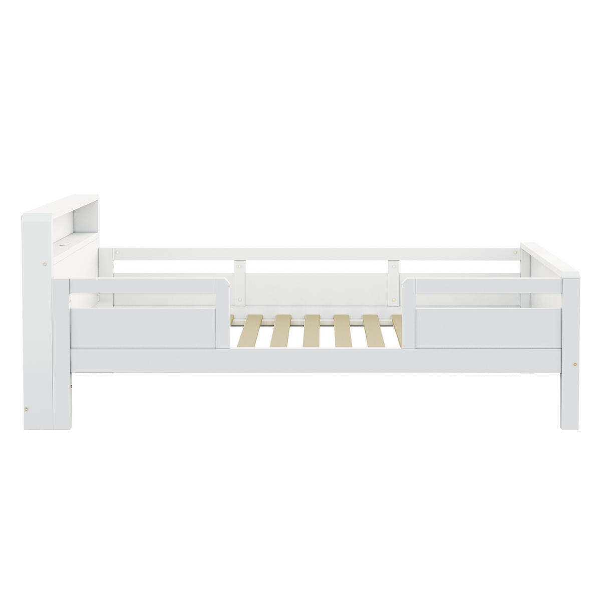 KINDERBETT 90/200 cm Weiß aus Kiefernholz mit LED-Beleuchtung und USB-/Type-C - Weiß, Holz (90/200cm) - Flora Grace