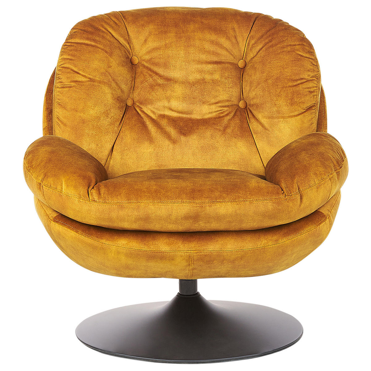 SESSEL Samtstoff Senfgelb Nolvik - Gelb/Schwarz, Textil (82/82/85cm) - Beliani