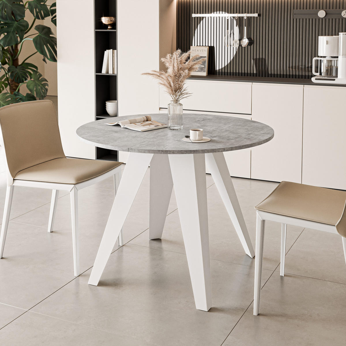 ESSTISCH ausziehbar auf MDF, Grau - Weiß/Grau, Holzwerkstoff (90/90/76cm) - Idohome