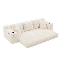 SCHLAFSOFA aus Cord mit Getränkehaltern und Kissen, Beige - Beige, Textil (107.48/34.25/38.58cm)