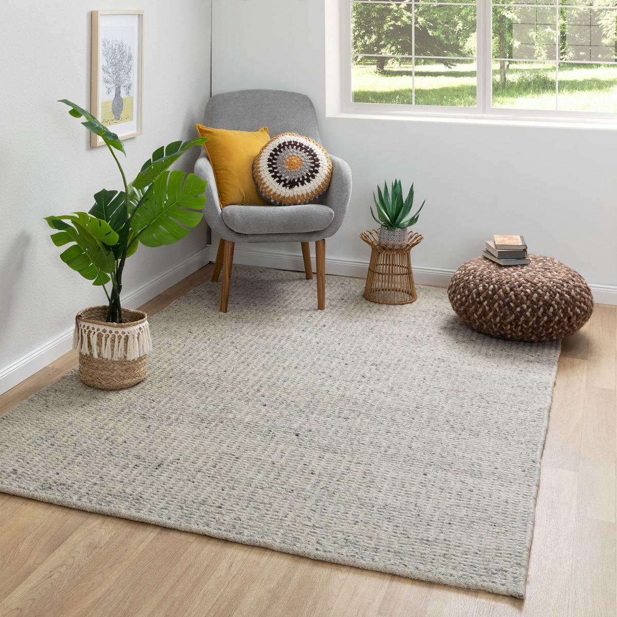 HANDWEBTEPPICH 60/60 cm Kornau - Grau, Naturmaterialien (60/120cm) - Steffensmeier