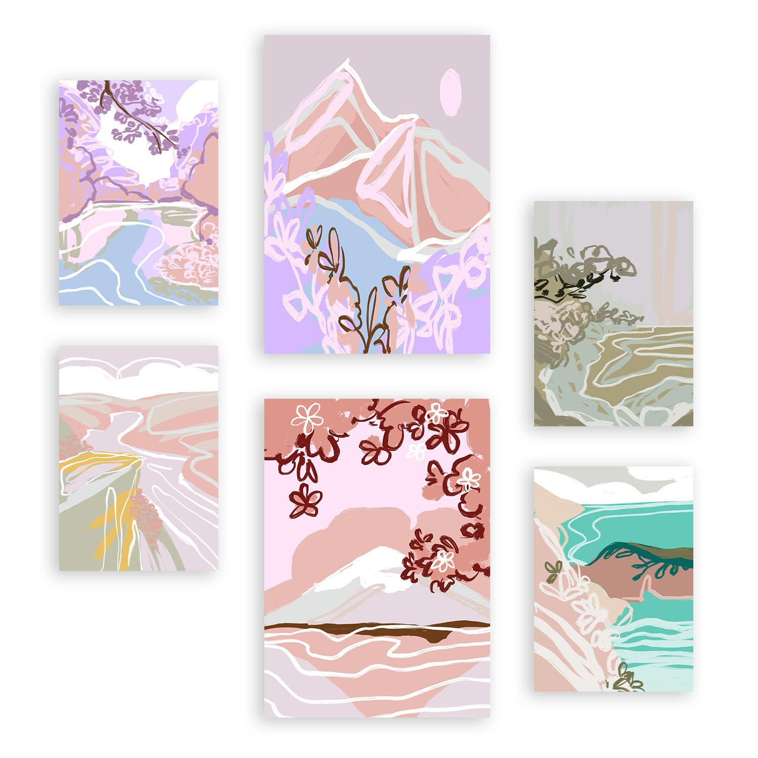 POSTER Set Mit 6 Stille Natur A3 & A4 Rahmenlos - Klar, Papier (29/3cm) - Nacnic