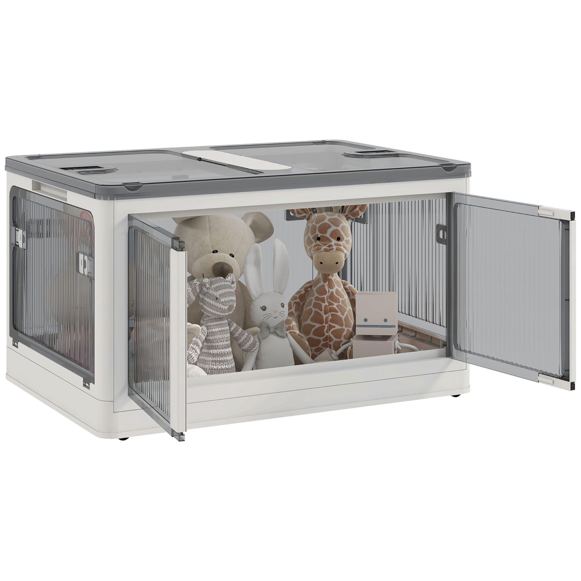 AUFBEWAHRUNGSBOX, Truhe 99L, Weiß - Weiß, Kunststoff (47/38/67cm) - HOMCOM