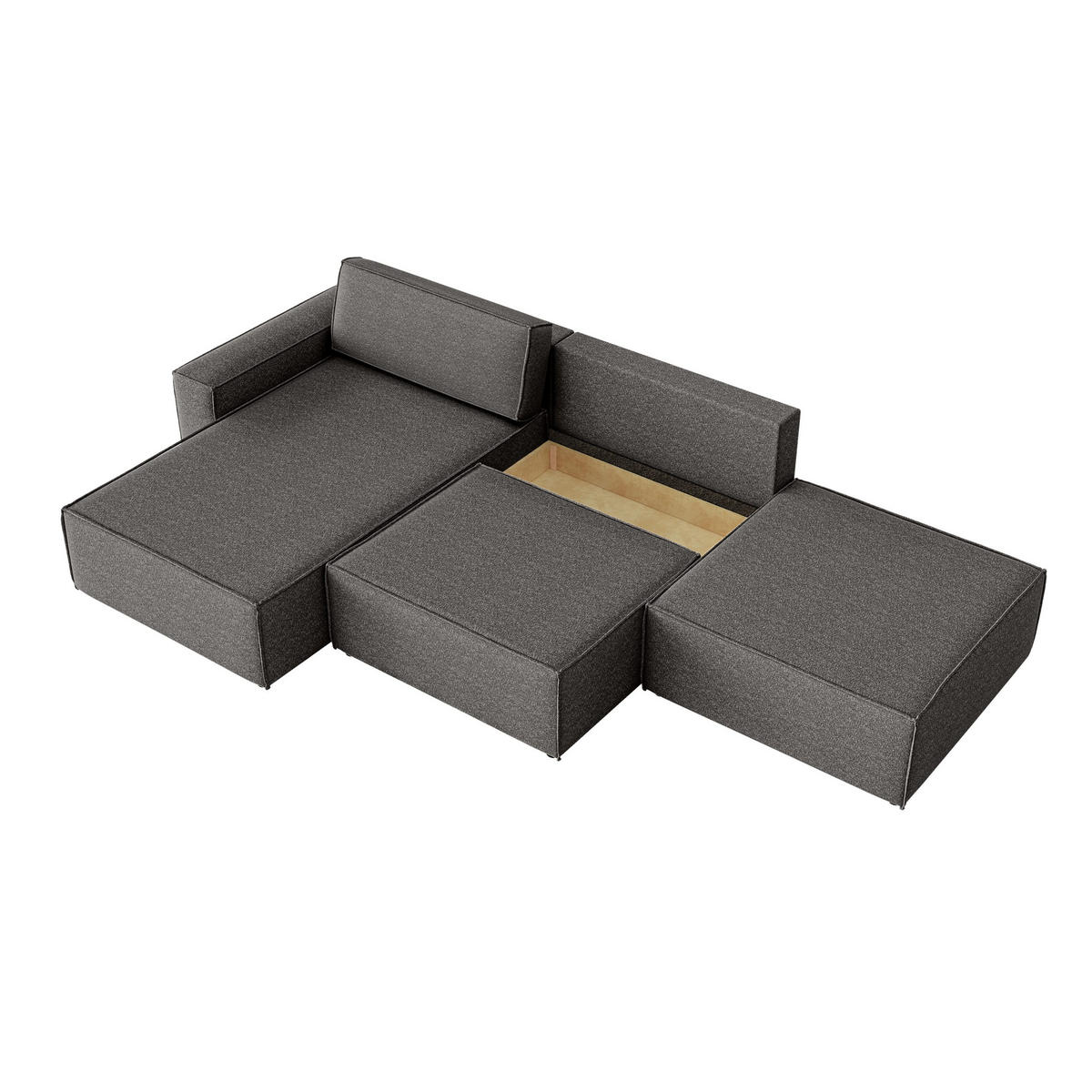 ECKSOFA Lummo Re mit Schlaffunktion, Graphit - Graphitfarben, Textil (323/185cm) - Fedve