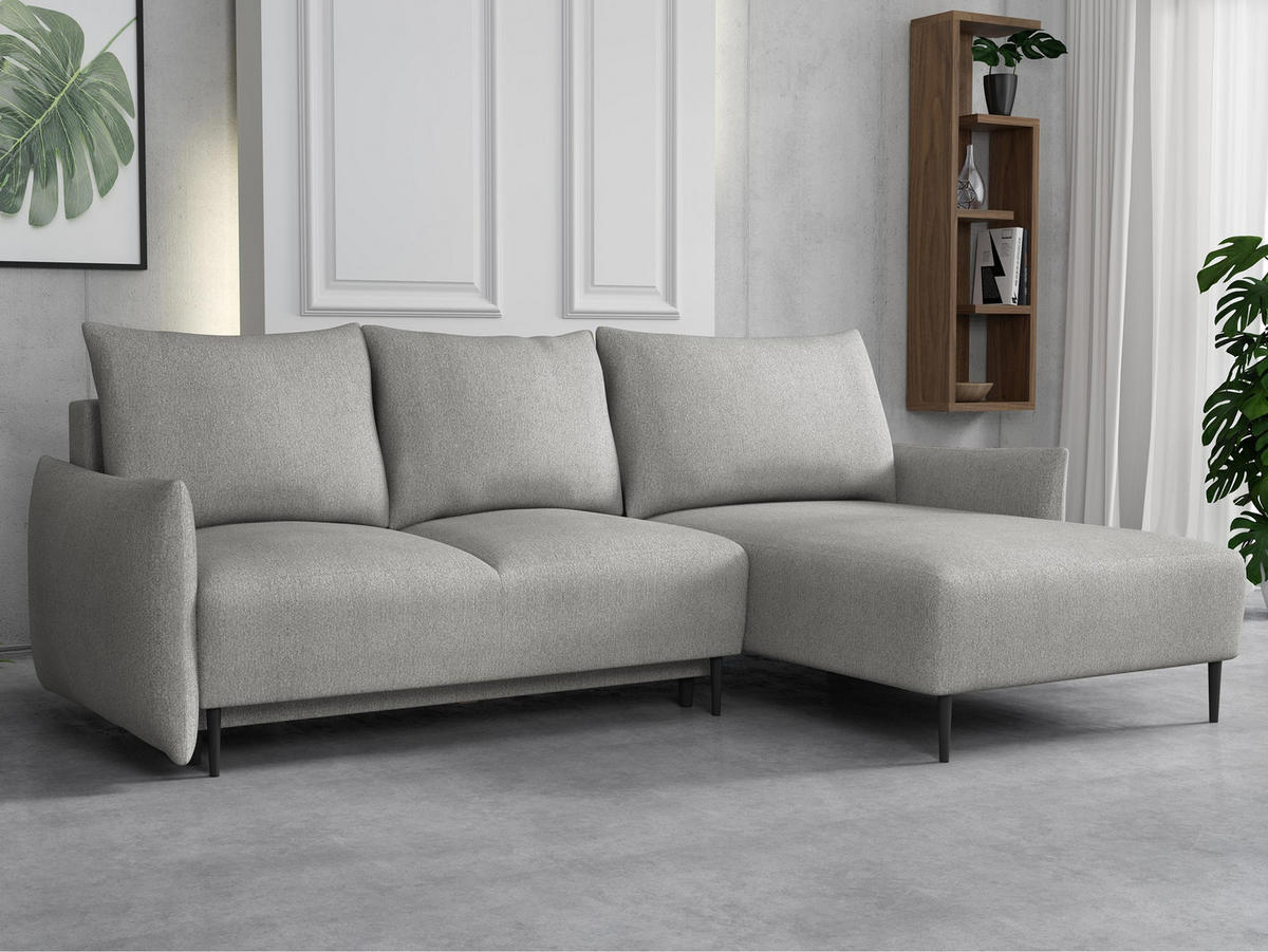 ECKSOFA Santi L - Hellgrau/Schwarz, Holz/Textil (240/160cm) - MIRJAN24