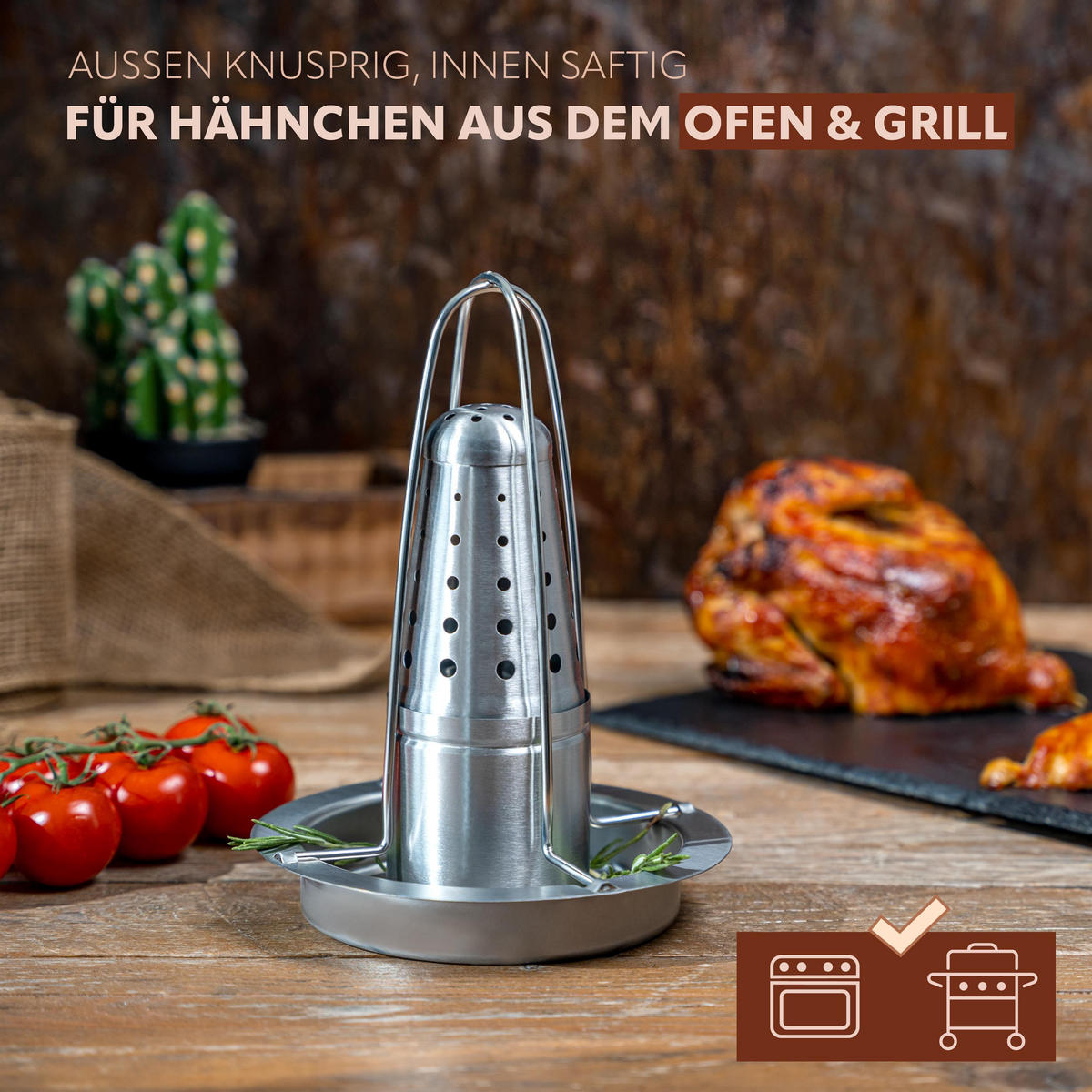 HÄHNCHENGRILLER, silber, Edelstahl - Edelstahlfarben, Metall (18/23/18cm) - bremermann