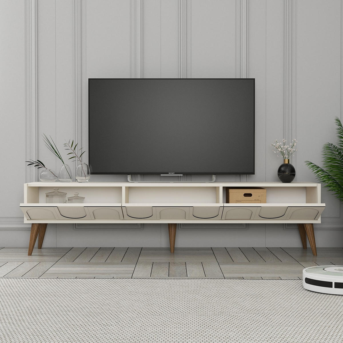 TV-MÖBEL Lyon Creme - Beige, Holz (180/44/35cm) - Habitat Garten
