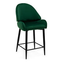 BARHOCKER BERGAMO gepolsterter mit Steppung - grün - Samt Velour - Schwarz/Grün, Textil/Metall (56/106/61cm) - NEW HOME
