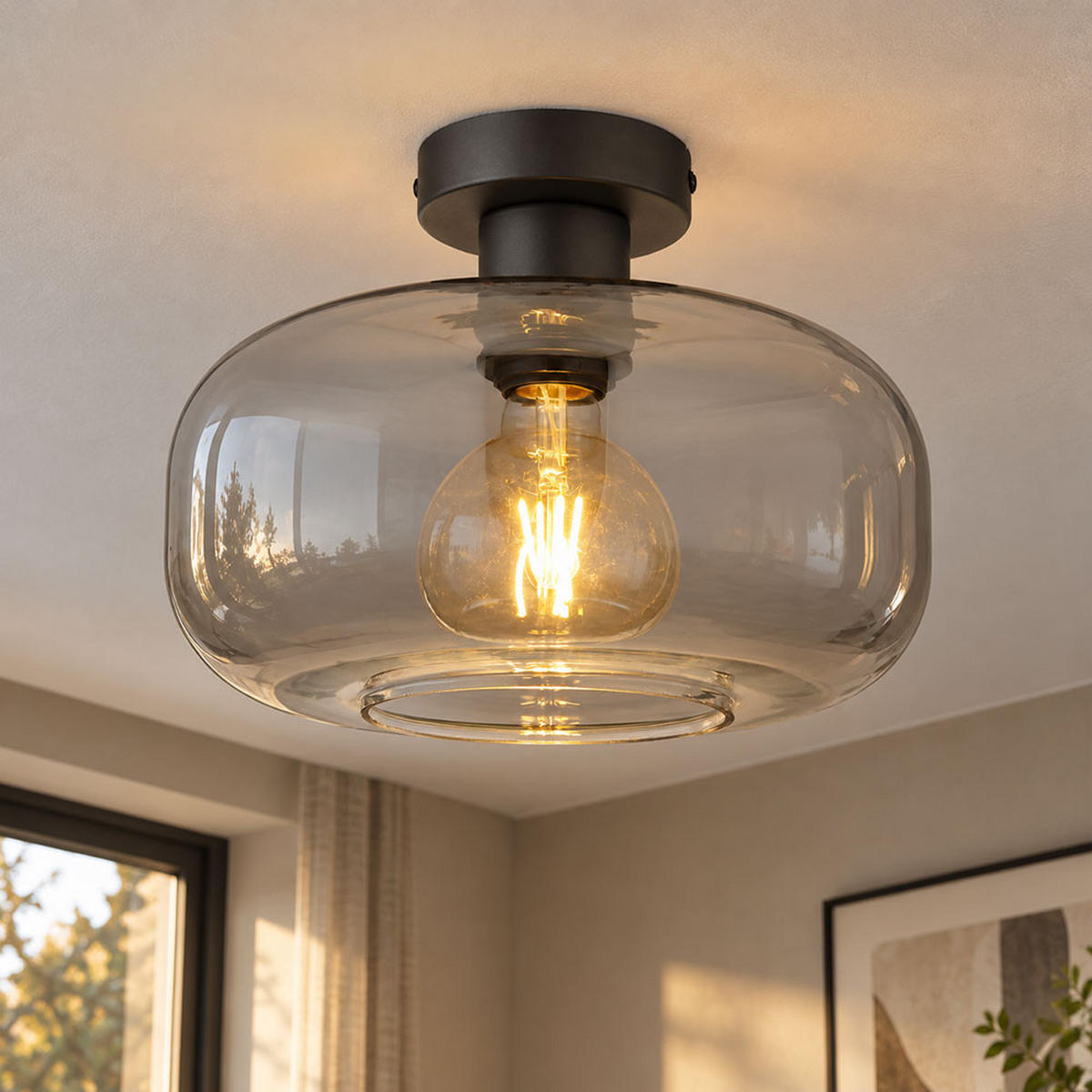 LED DECKENLEUCHTE Metall Schwarz - Schwarz, Glas (28/28/20.5cm) - Globo Lighting