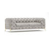 CHESTERFIELD-SOFA 3-Sitzer Vertex Grau Samt - Goldfarben/Grau, Holz/Textil (225/75/100cm) - S-Style Möbel
