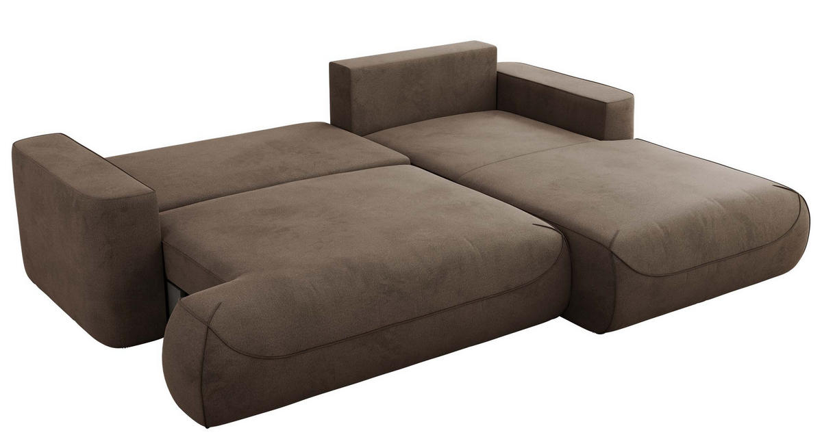 ECKSOFA OVO L Braun Velvet - Rechts Seite - Schwarz/Braun, Kunststoff/Textil (195/271cm) - MKS