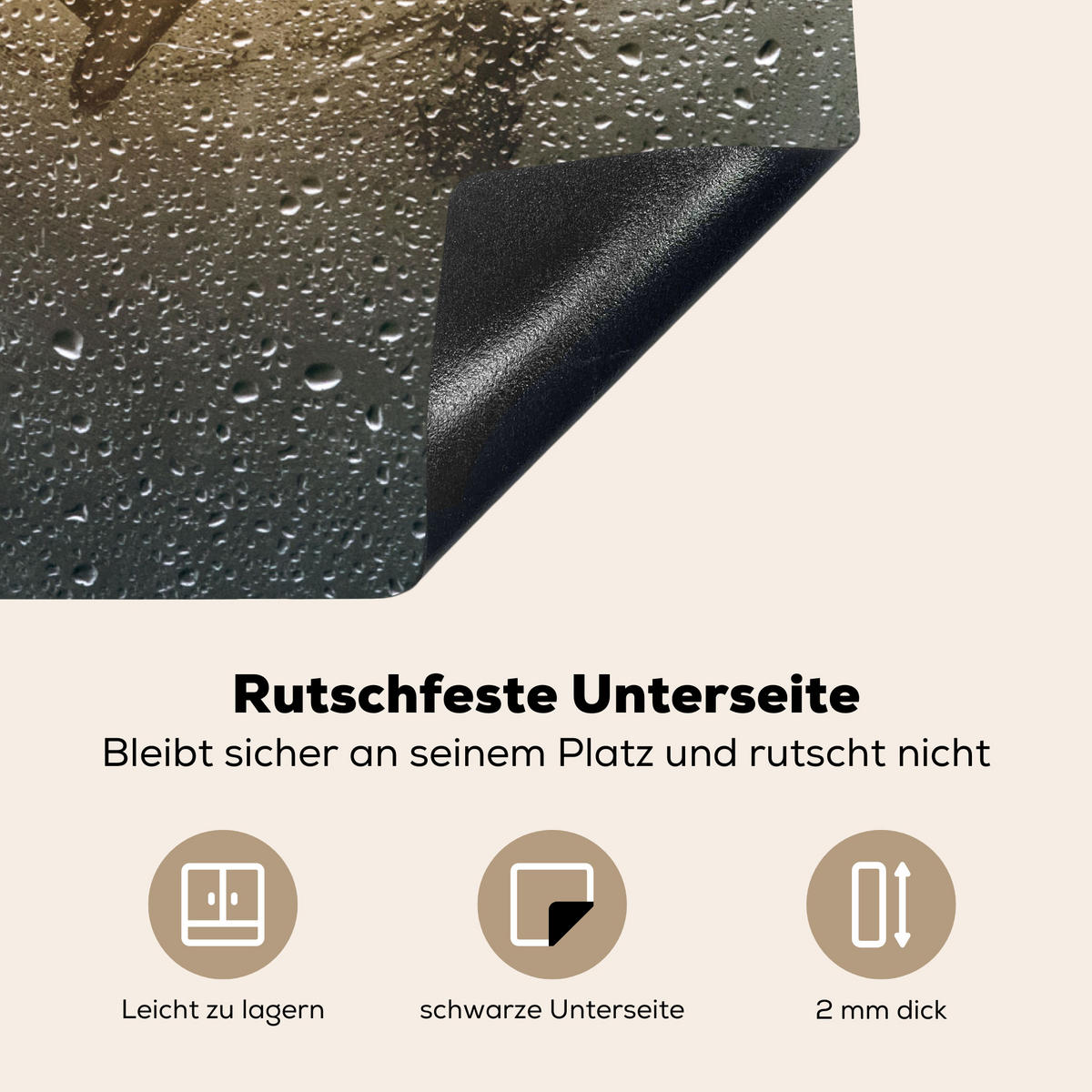 HERDABDECKPLATTE Herz - Kondenswasser - Wasser - 3D Induktionsmatte 71x52 cm - Grau, Kunststoff (71/52/0.2cm) - MuchoWow