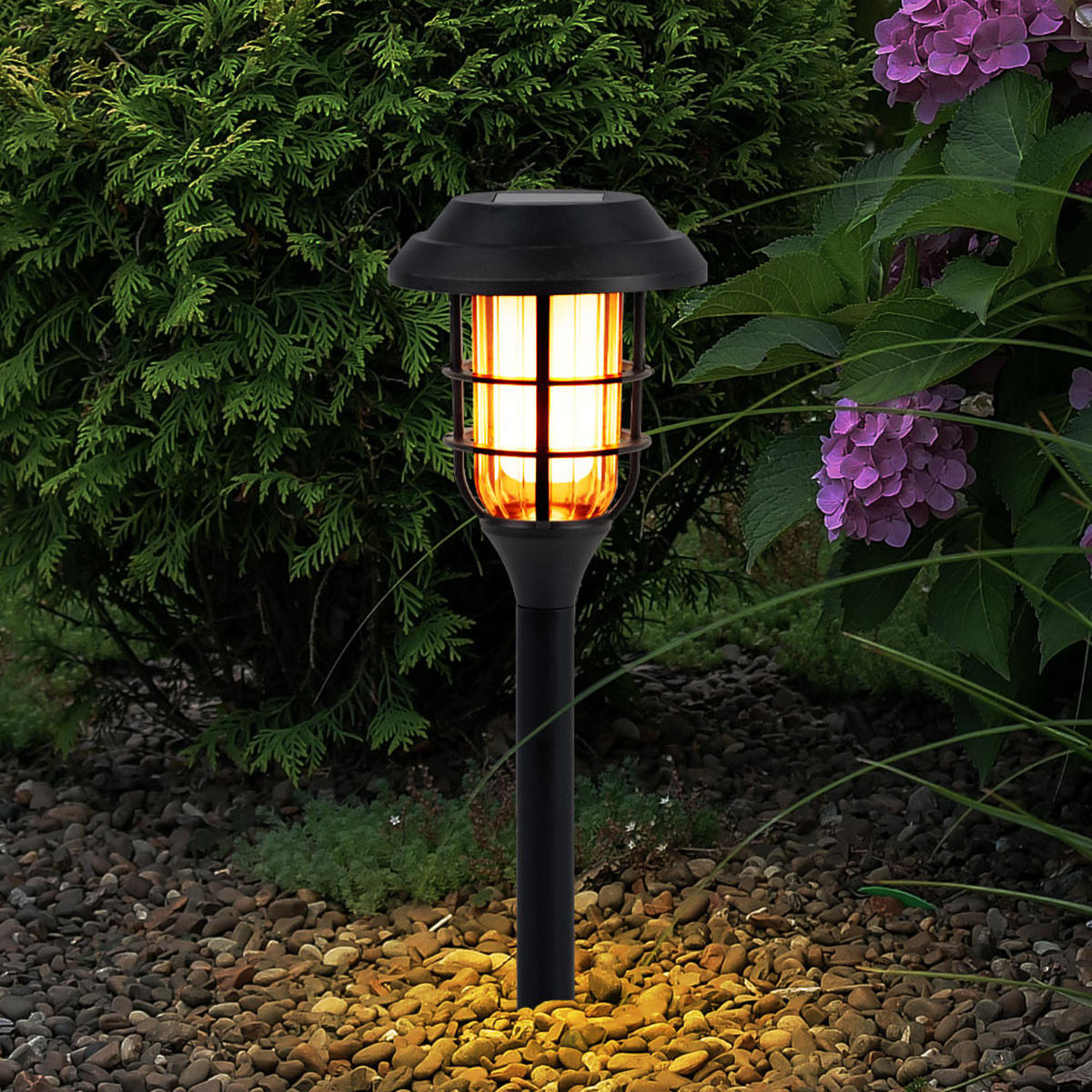 LED AUSSENLEUCHTE Solar schwarz 6er Set - Schwarz, Kunststoff (12/12/43cm)