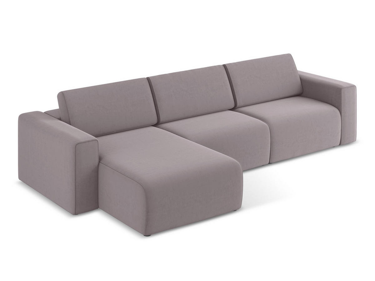 ECKSOFA Links Samt Stoff Violett - Lila/Flieder, Kunststoff/Textil (167/314cm) - Makamii
