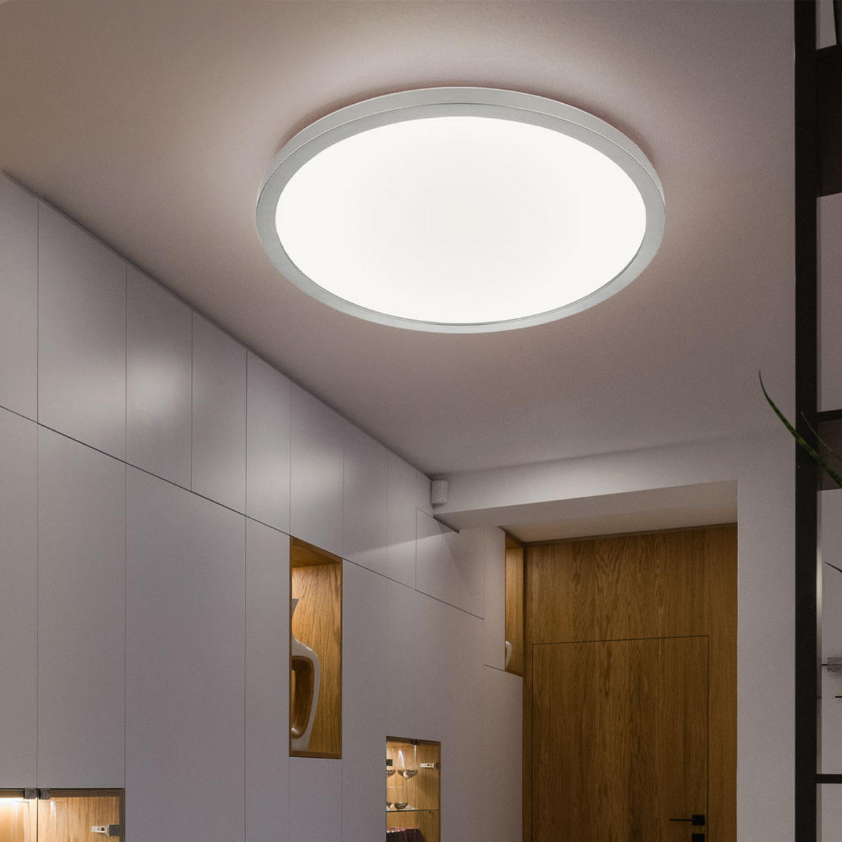 LED DECKENLEUCHTE Sapana Weiß Opal - Weiß, Kunststoff (42/42/2.5cm) - Globo Lighting