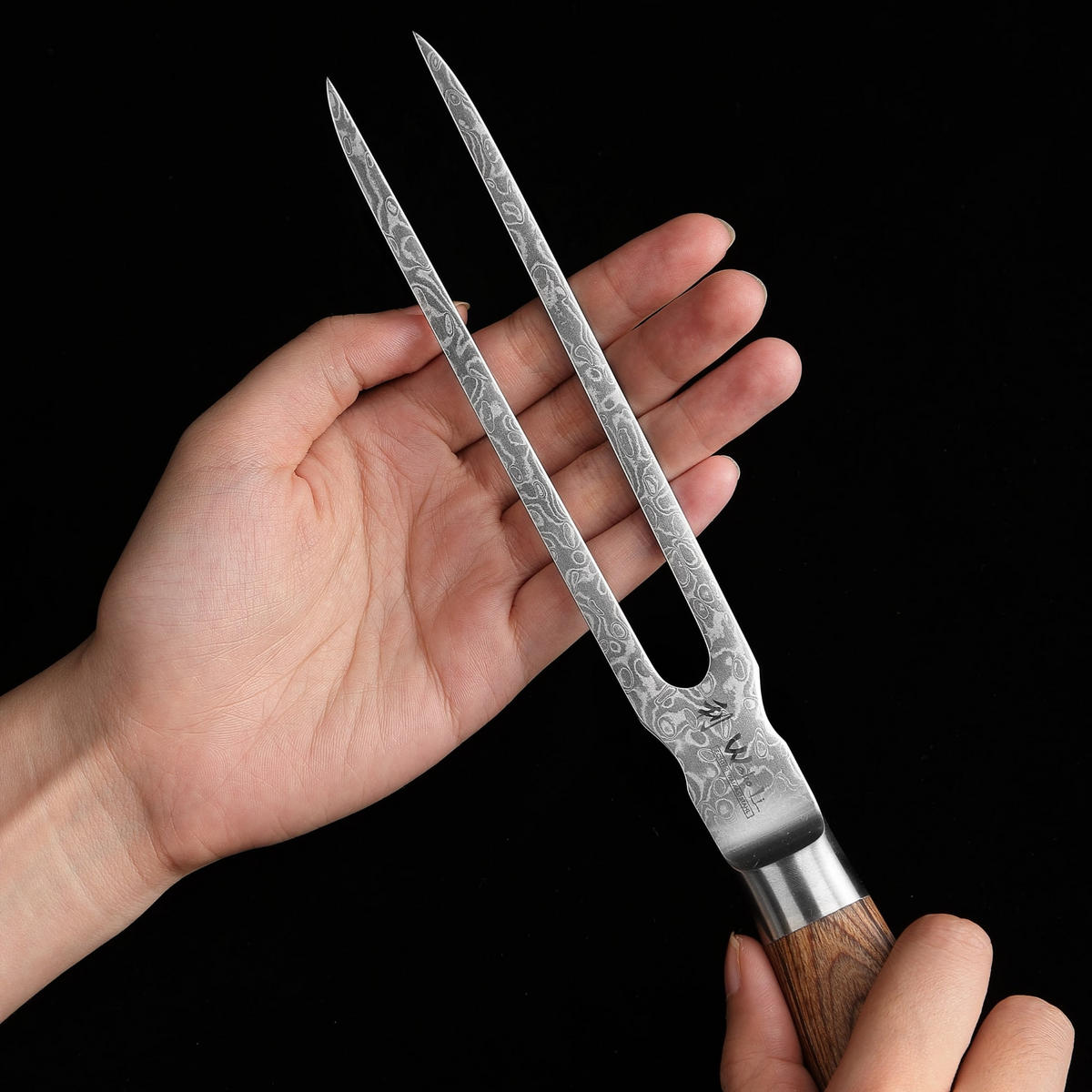 TRANCHIERGABEL 18 cm - Braun, Holz/Metall - Wakoli