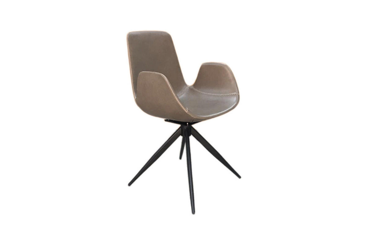 DREHSTUHL QUEN Grau Kunstleder - Schwarz/Grau, Leder (55.5/82/55cm) - KAWOLA