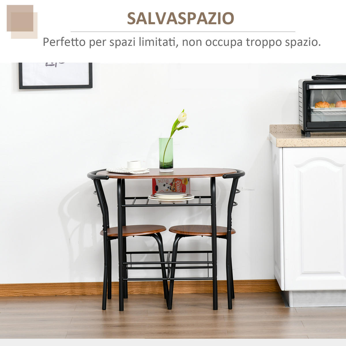 ESSGRUPPE, platzsparend 3-teilig, braun-schwarz - Braun, Holzwerkstoff (50/76/80cm) - Vallsero