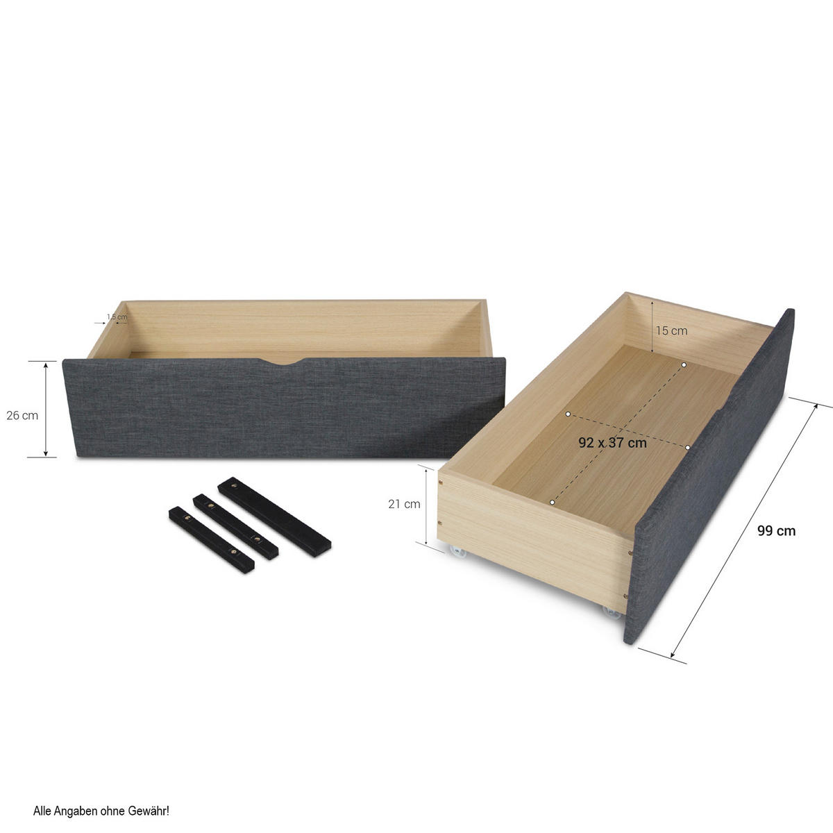 POLSTERBETT mit Lattenrost 90/200 cm in Anthrazit - Anthrazit/Grau, Textil (90/200cm) - Homestyle4u