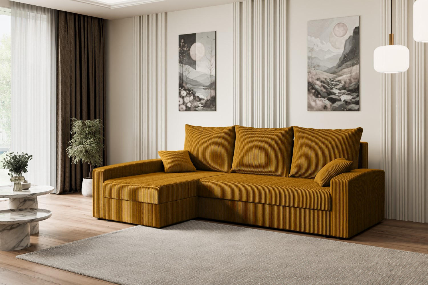 Thumbnail - Altdecor Ecksofa, Gelb, Textil, 4-Sitzer, L-Form, 231x140 cm, Wohnzimmer, Sofas & Couches, Wohnlandschaften, Ecksofas