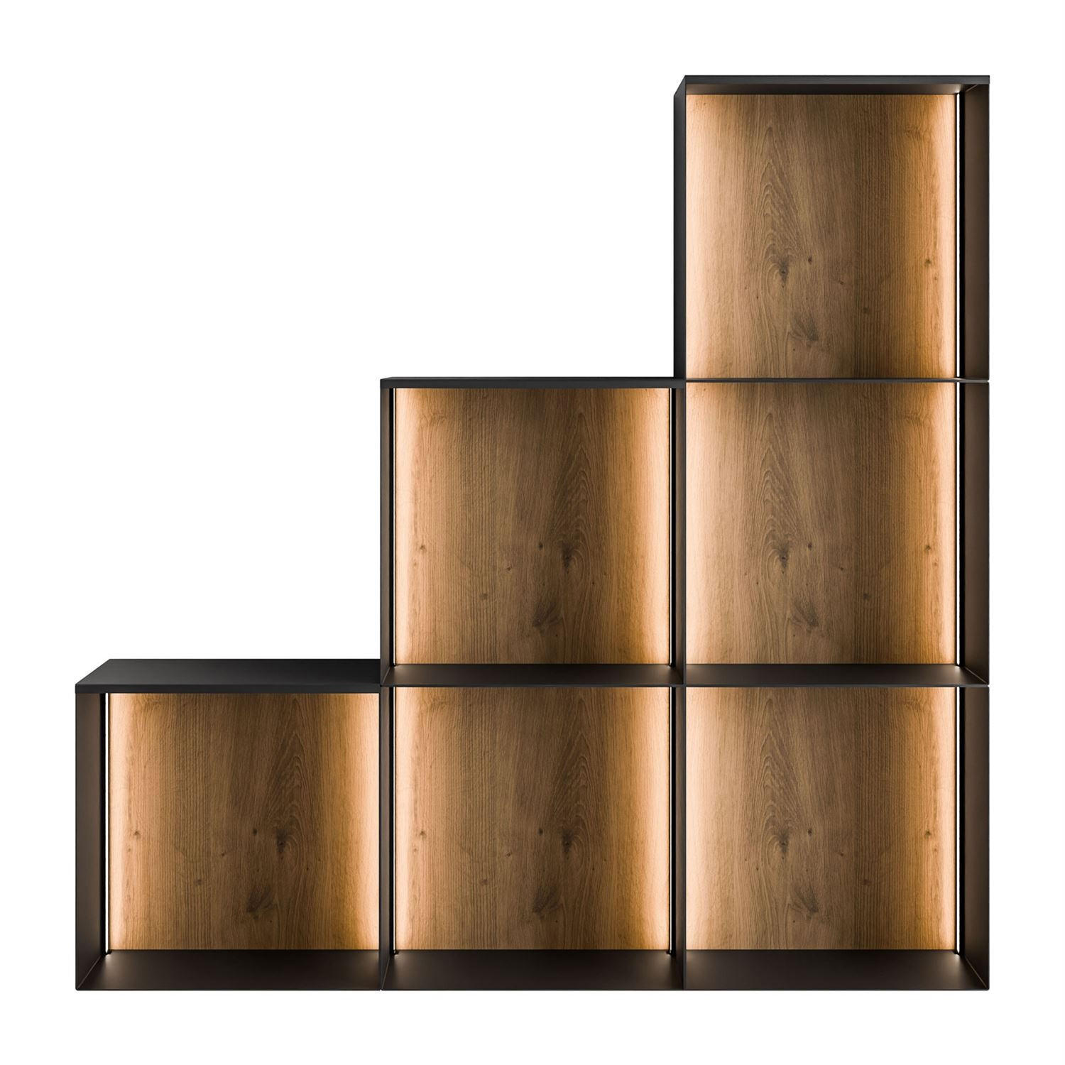 Lookway Metallregal Eiche Artisan, Schwarz 99x99x20 cm