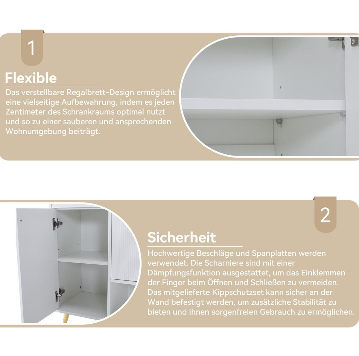 SCHUHSCHRANK 130/37/100 cm in Weiß mit 4 Türen und 2 Schubladen - Weiß, Holzwerkstoff (130/100/37cm) - Flora Grace