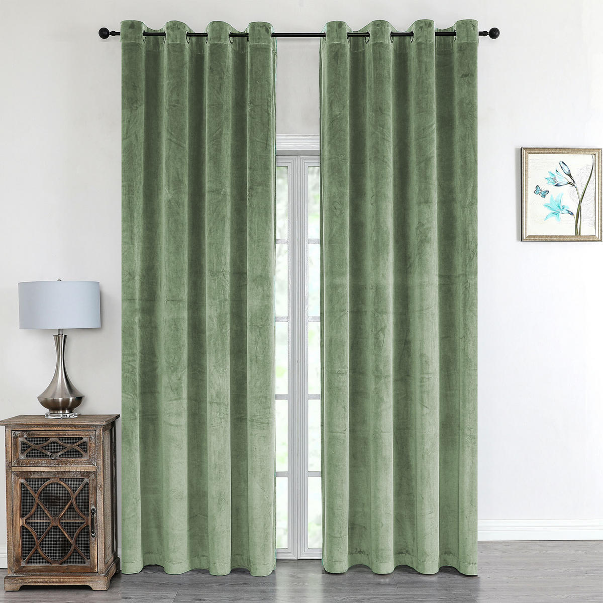 VORHANG Ösen Samt 140/245 cm Lindgrün - Hellgrün, Textil (140/245/245cm) - TiborTex