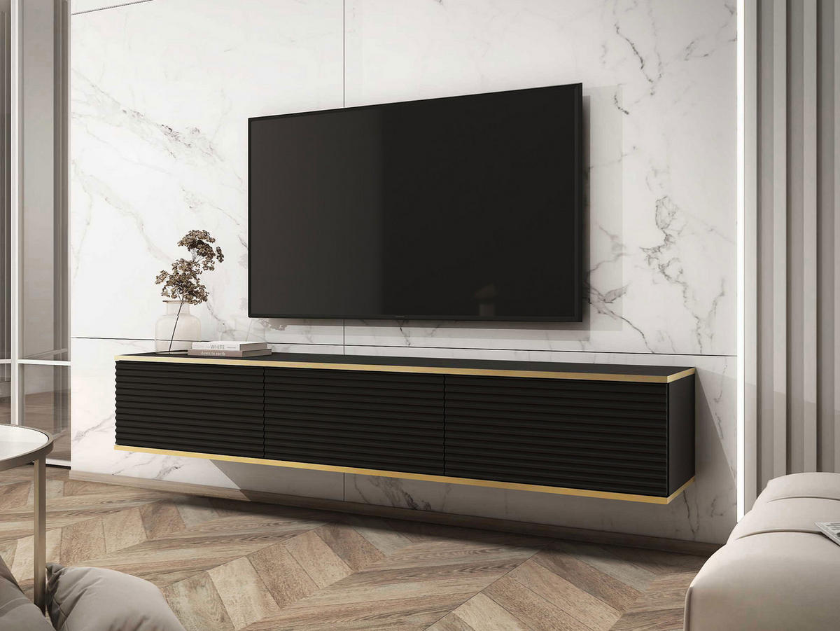 TV-LOWBOARD Oro II - Schwarz, Holzwerkstoff (175/30/32cm) - MIRJAN24