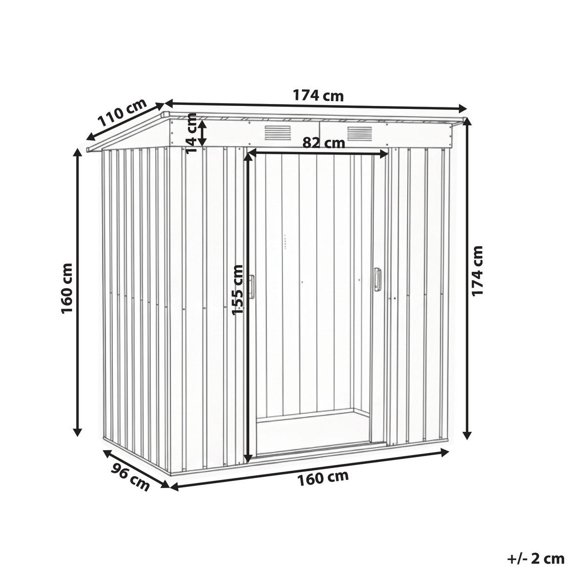 CASĂ PENTRU UNELTE 174 cm 110 cm gri grafit Acilia - alb/grafit, metal (174/174/110cm) - Beliani