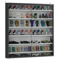 VITRINE DE-15575 6 verstellbare Böden + 2 Schiebetüren 80/83 cm - Schwarz, Holzwerkstoff (9.5/83/80cm) - ComfortXL
