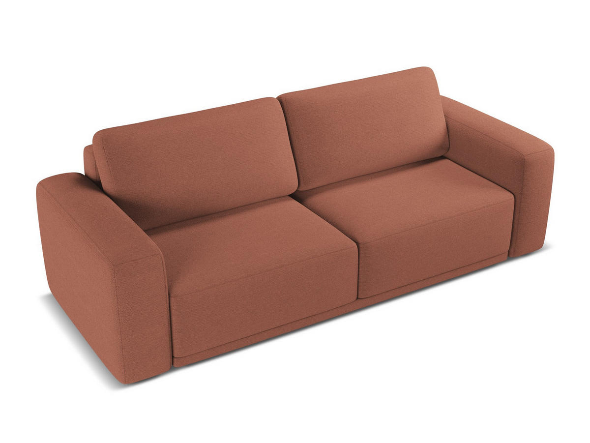 3-SITZER SOFA mit Schlaffunktion Chenille Stoff Pink - Pink/Hellrosa, Kunststoff/Textil (242/91/100cm) - Makamii