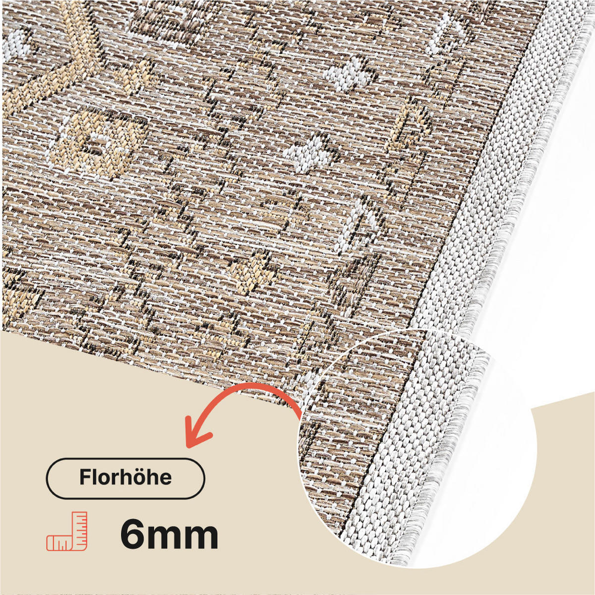 TEPPICH YUCANA Braun Outdoor Flachgewebe 140/200 cm - Braun, Textil (140/200cm) - Tapiso