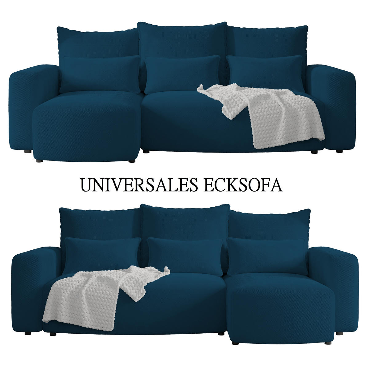 ECKSOFA Travis mit Bettkasten und Schlaffunktion, L-Form, Cord, Universal - Dunkelblau, Holzwerkstoff (248/148cm) - 4ALL HOME