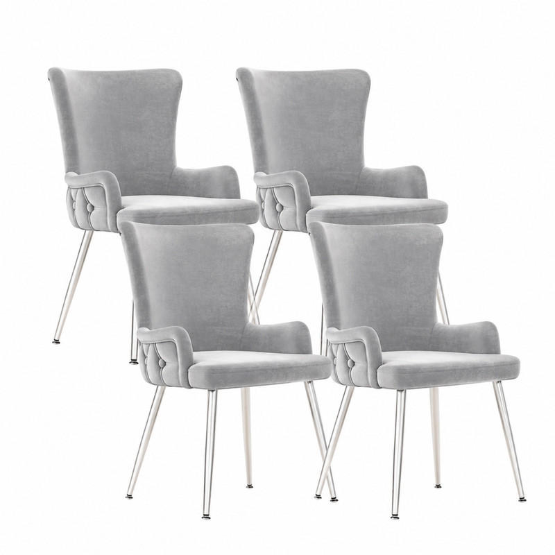 ESSZIMMERSTUHL 4er-Set Samt Grau mit Metallbeinen Silberfarben - Grau, Metall (47/85/49.1cm) - Meubliv