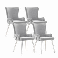 ESSZIMMERSTUHL 4er-Set Samt Grau mit Metallbeinen Silberfarben - Grau, Metall (47/85/49.1cm) - Meubliv
