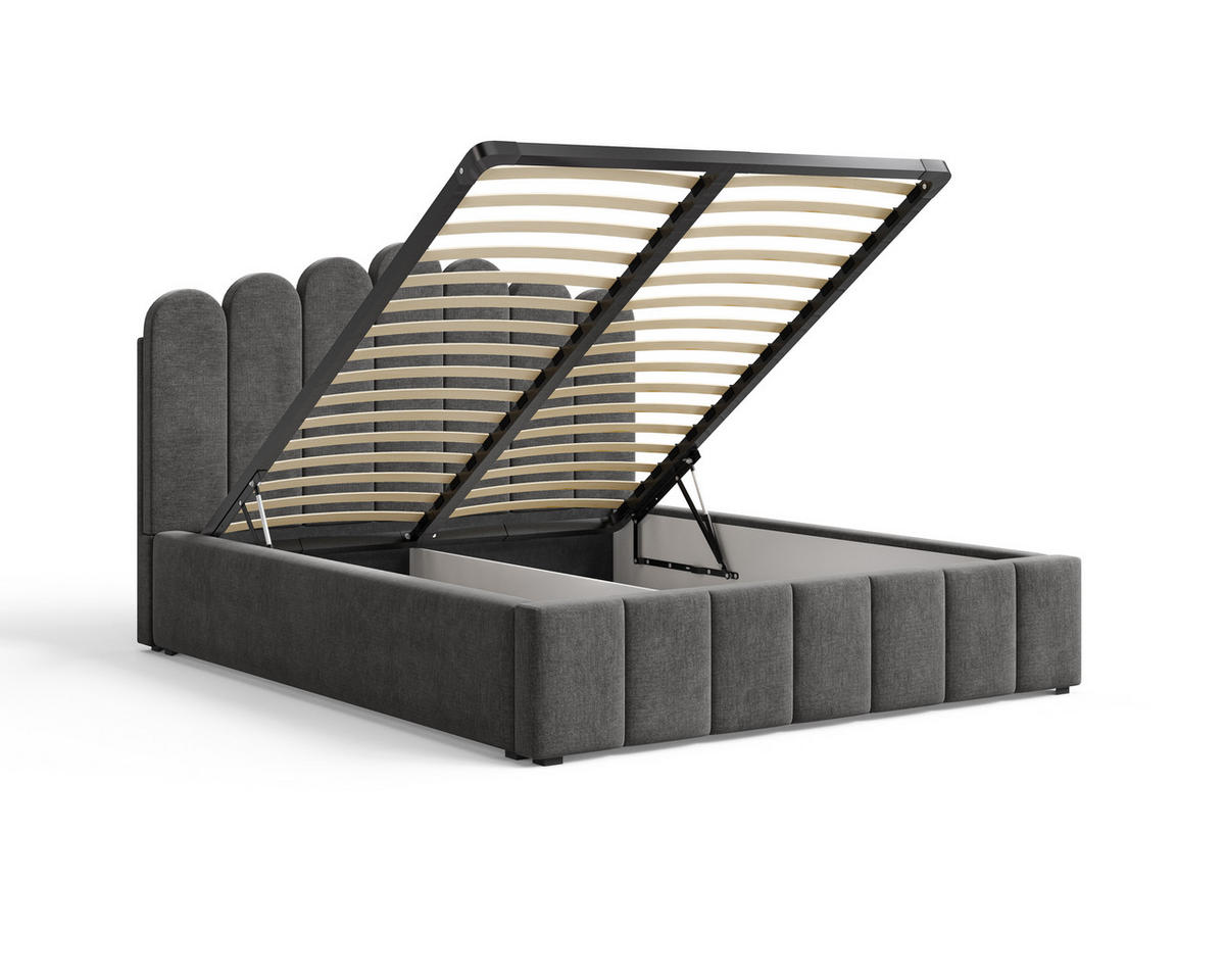 POLSTERBETT 03 140 x 200 cm – Tresor – Bett mit Gasdruckfedern und Stauraum - Dunkelgrau, Holz (140/200cm) - ROYAL24_MARKT
