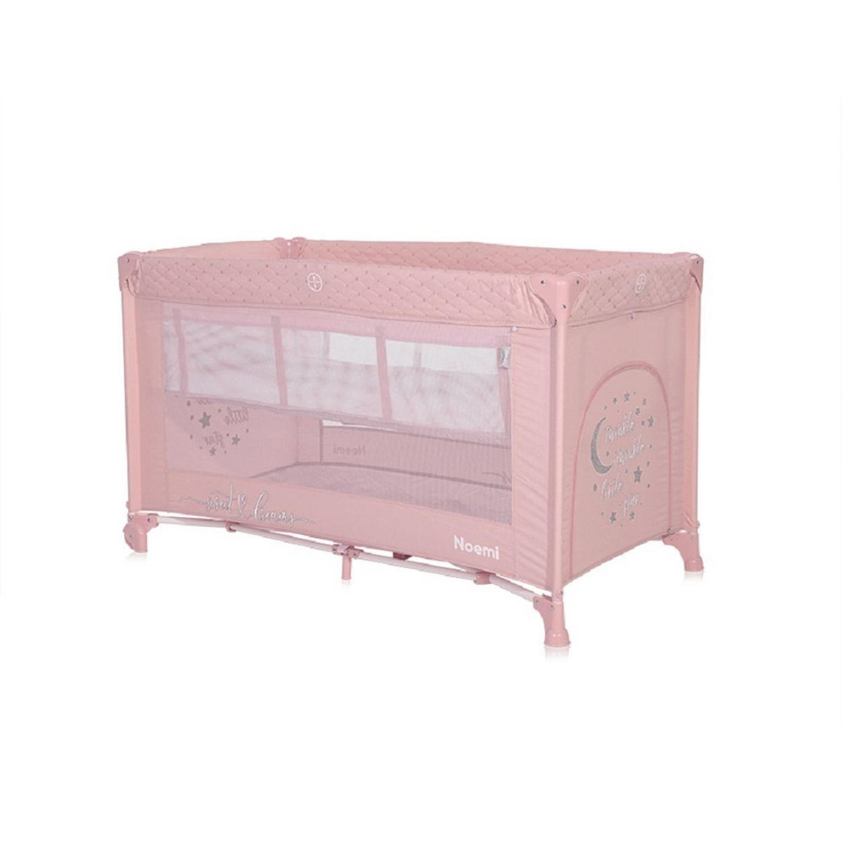 REISEBETT Noemi 2 Ebenen pink seitliche Öffnung Matratze Räder Tragetasche - Pink, Kunststoff (65/127cm) - Lorelli