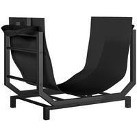 KAMINHOLZREGAL für innen 53 x 33 x 43 cm Brennholzregal mit Tragetasche Schwarz - Schwarz, Metall (33/43/53cm) - Outsunny