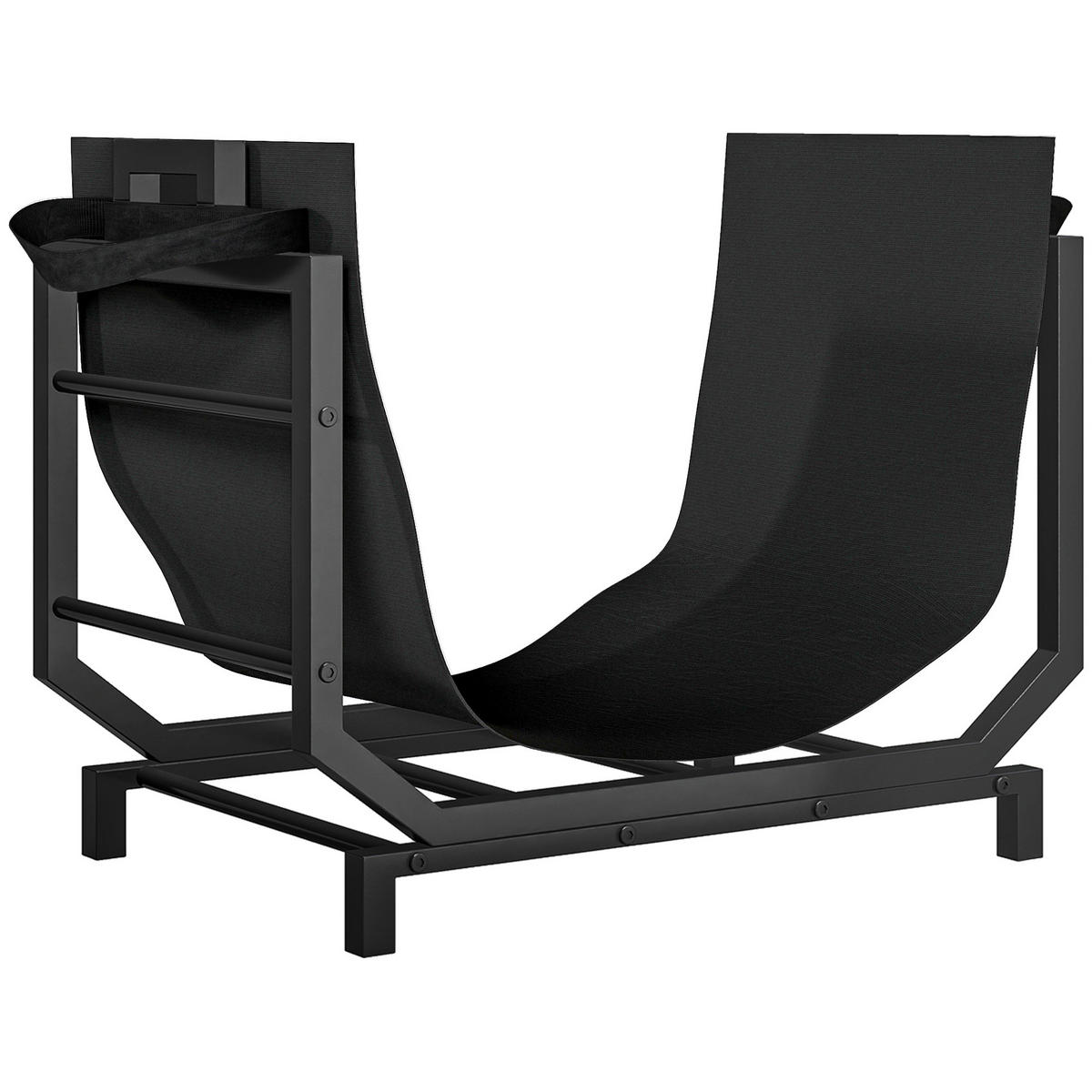 KAMINHOLZREGAL für innen 53 x 33 x 43 cm Brennholzregal mit Tragetasche Schwarz - Schwarz, Metall (33/43/53cm) - Outsunny