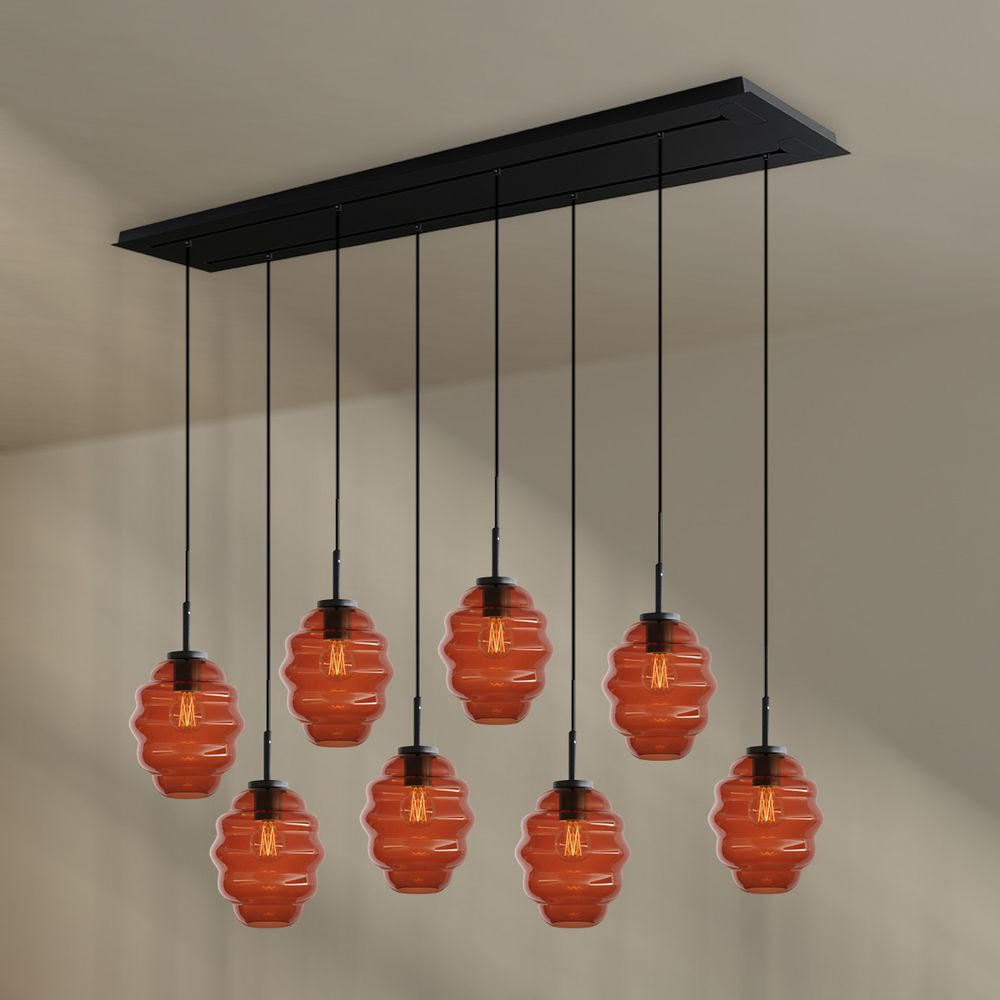 HÄNGELEUCHTE Echos 8-flammig Braun Ø 18cm - Schwarz/Braun, Glas (18/18/20cm) - s.luce