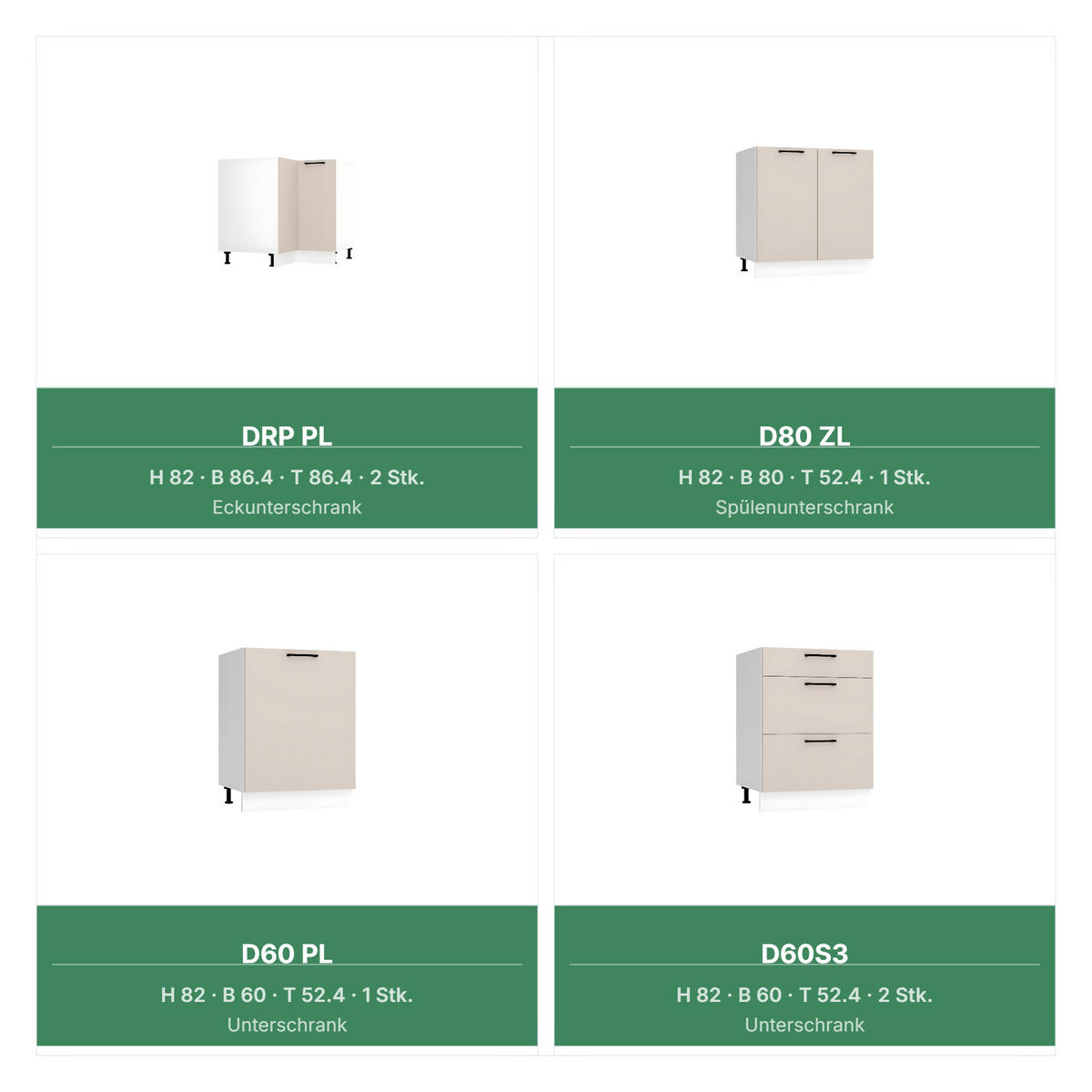 KÜCHENZEILE - KS28-G390x260 – Kendro / Morvex - Modernes Design für jede Küche - Beige, Holz/Metall (390/213.3/260cm) - ROYAL24_MARKT