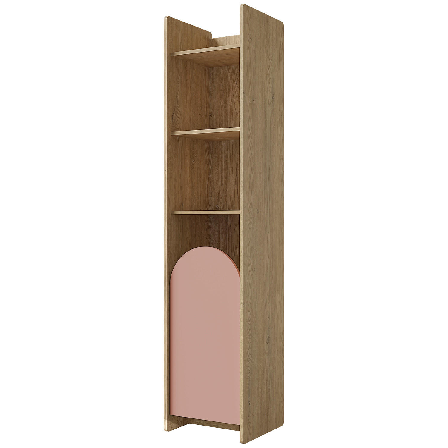 BÜCHERREGAL Lena mit Tür und offenen Fächern, 43 cm, für Jugendliche, Eiche Cremona/Macadamia/Puderrosa, Rechts - Eichefarben/Beige, Holzwerkstoff (43/198/40cm) - Beautysofa