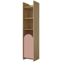 BÜCHERREGAL Lena mit Tür und offenen Fächern, 43 cm, für Jugendliche, Eiche Cremona/Macadamia/Puderrosa, Rechts - Eichefarben/Beige, Holzwerkstoff (43/198/40cm) - Beautysofa