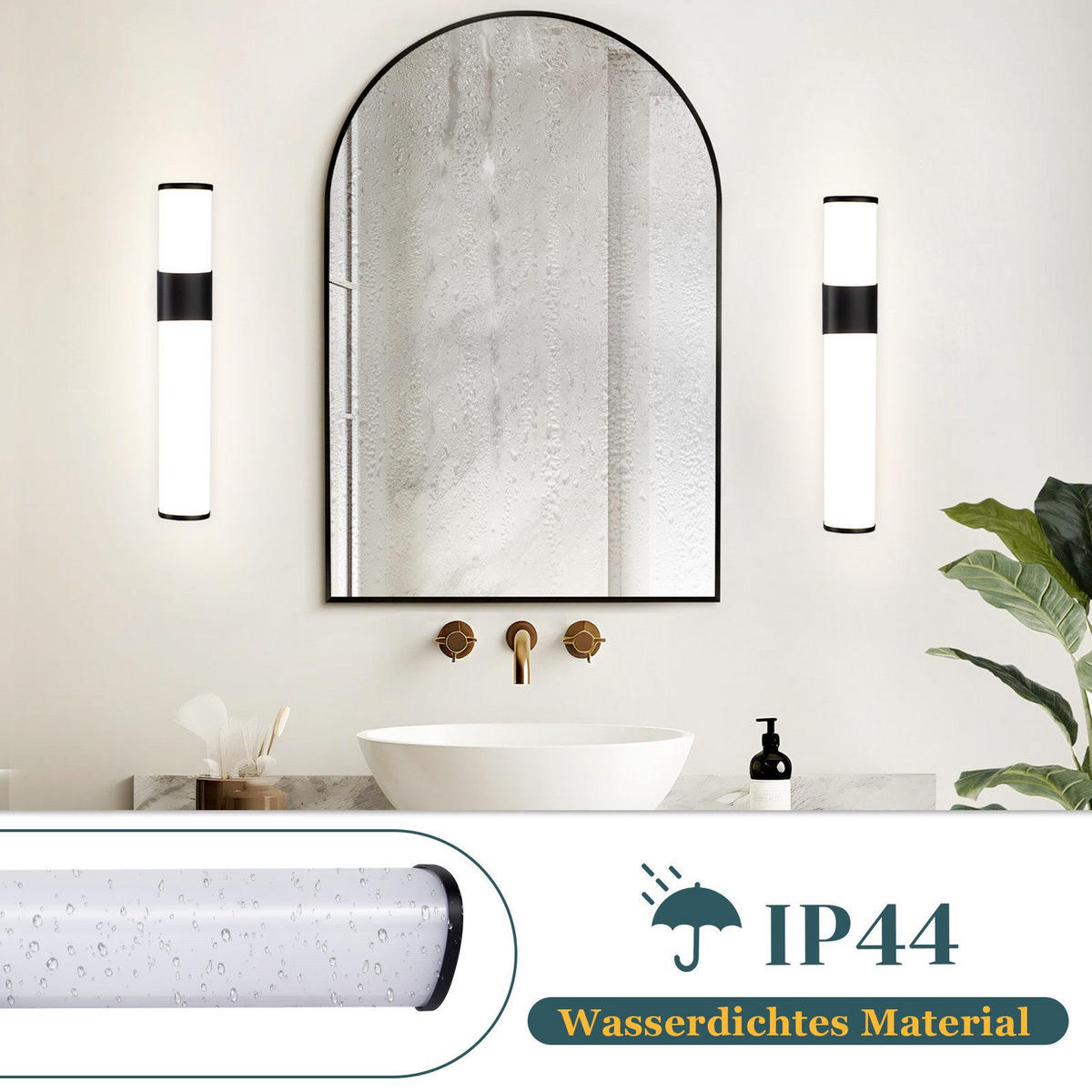 SPIEGELLEUCHTE Wiesbaden(2er-set) 30/6.8/12.8 cm - Schwarz, Kunststoff (30/6.8/12.8cm) - Nettlife