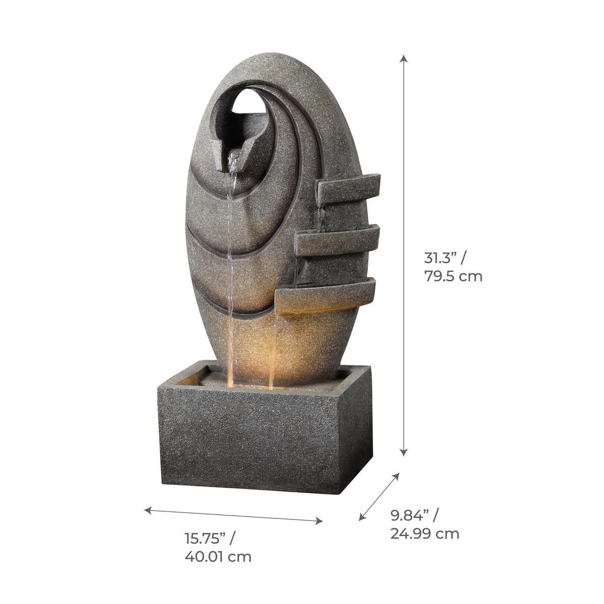 GARTENBRUNNEN oval grau - Grau, Kunststoff (40/25/80cm) - Teamson Home