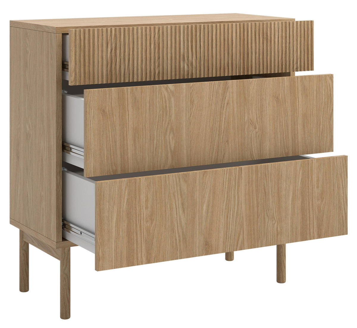 KOMODA Nolie dekor duba s 3 zásuvkami 90 cm - farba duba, drevo/kompozitné drevo (90/90.6/38cm) - Selsey